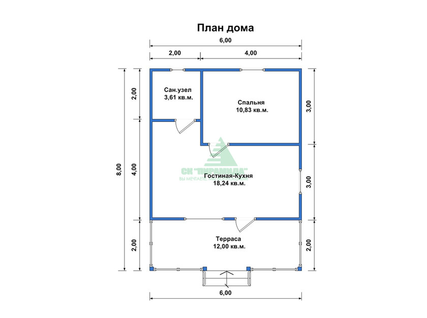 Каркасный дачный дом «Армавир»